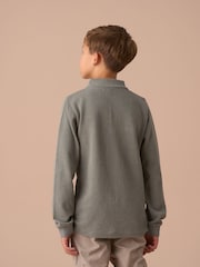 Angel & Rocket Green Finn Textured Long Sleeve Polo Shirt - Image 2 of 6