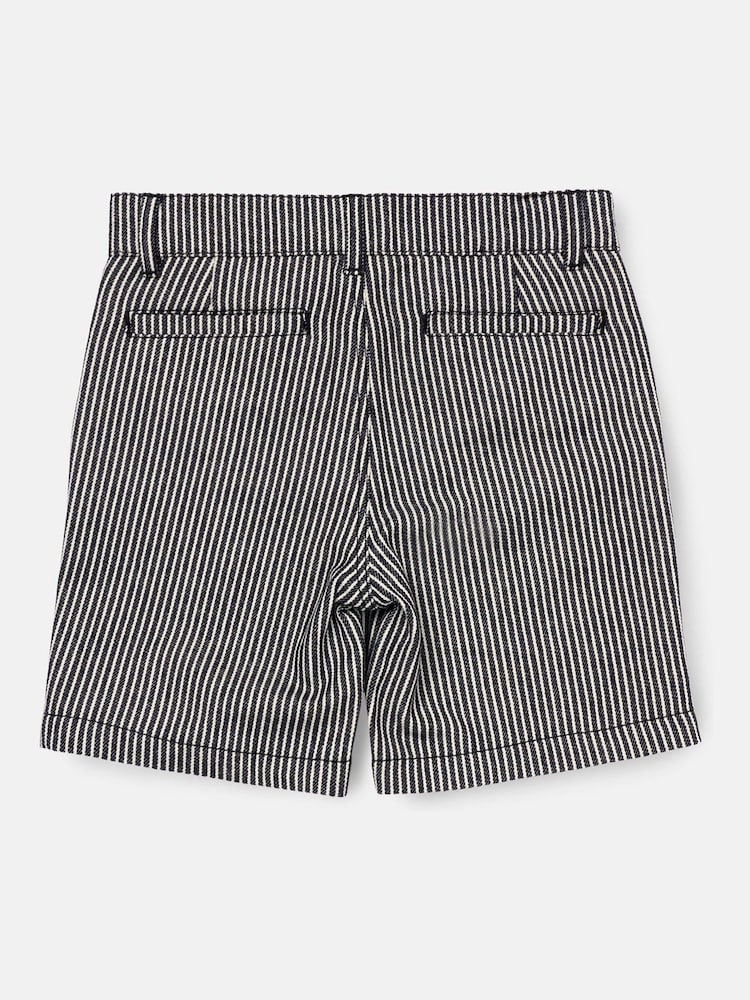 Angel & Rocket Blue Marcus Stripe Casual 100% Cotton Shorts - Image 11 of 11 Angel & Rocket Blue Marcus Stripe Casual 100% Cotton Shorts - Image 11 of 11