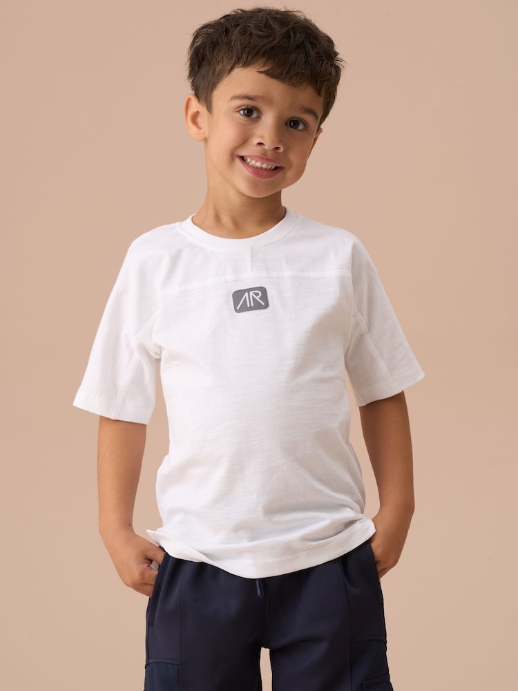 Angel & Rocket White Evan Panelled 100% Cotton T-Shirt - Image 1 of 3