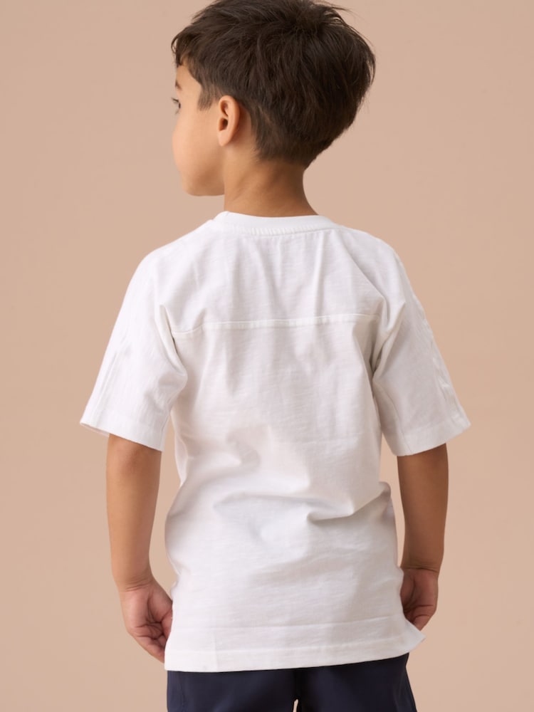 Angel & Rocket White Evan Panelled 100% Cotton T-Shirt - Image 2 of 3