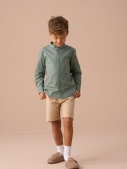 Angel & Rocket Green Omar Mandrin Collar Smart 100% Cotton Shirt - Image 10 of 13