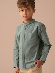 Angel & Rocket Green Omar Mandrin Collar Smart 100% Cotton Shirt - Image 8 of 13