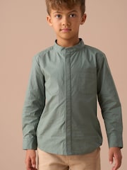 Angel & Rocket Green Omar Mandrin Collar Smart 100% Cotton Shirt - Image 9 of 13