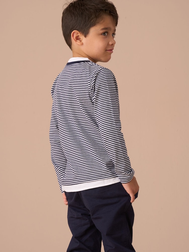Angel & Rocket Blue Tao Smart Henley Mock 100% Cotton Shirt - Image 2 of 6 Angel & Rocket Blue Tao Smart Henley Mock 100% Cotton Shirt - Image 2 of 6