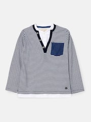 Angel & Rocket Blue Tao Smart Henley Mock 100% Cotton Shirt - Image 4 of 6