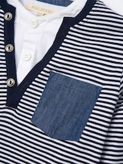 Angel & Rocket Blue Tao Smart Henley Mock 100% Cotton Shirt - Image 6 of 6