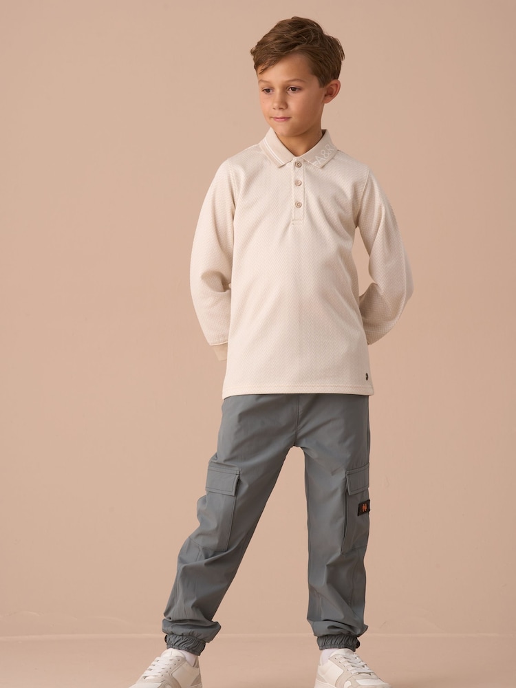 Angel & Rocket Cream Finn Smart Long Sleeve Polo Shirt - Image 1 of 6 Angel & Rocket Cream Finn Smart Long Sleeve Polo Shirt - Image 1 of 6