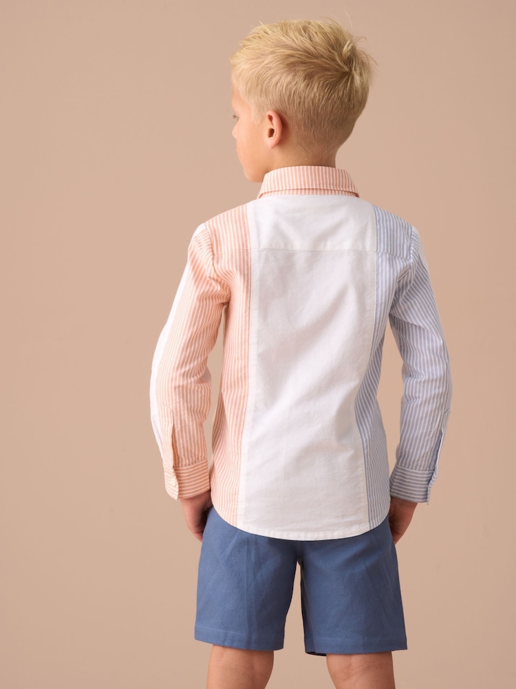 Angel & Rocket White Chase Orange Colour Block Smart 100% Cotton Shirt - Image 2 of 5