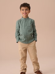 Angel & Rocket Cream Luca Textured Smart 100% Cotton Trousers - Image 3 of 6