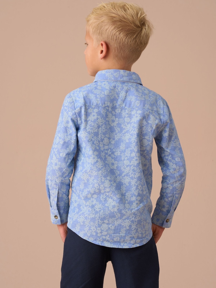 Angel & Rocket Blue Faes Chambray Floral Printed Shirt - Image 2 of 7