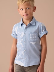 Angel & Rocket Blue Connor Distresed Printed Holiday 100% Cotton Shirt - Image 1 of 5