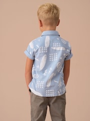 Angel & Rocket Blue Connor Distresed Printed Holiday 100% Cotton Shirt - Image 2 of 5