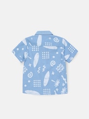 Angel & Rocket Blue Connor Distresed Printed Holiday 100% Cotton Shirt - Image 4 of 5