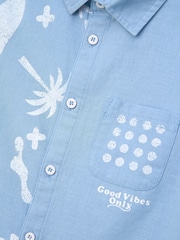 Angel & Rocket Blue Connor Distresed Printed Holiday 100% Cotton Shirt - Image 5 of 5