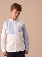 Angel & Rocket Blue Hank Textured Stripe Block 100% Cotton Shirt - Image 1 of 5