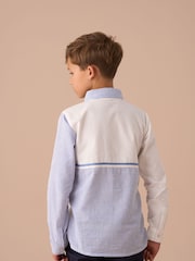 Angel & Rocket Blue Hank Textured Stripe Block 100% Cotton Shirt - Image 2 of 5