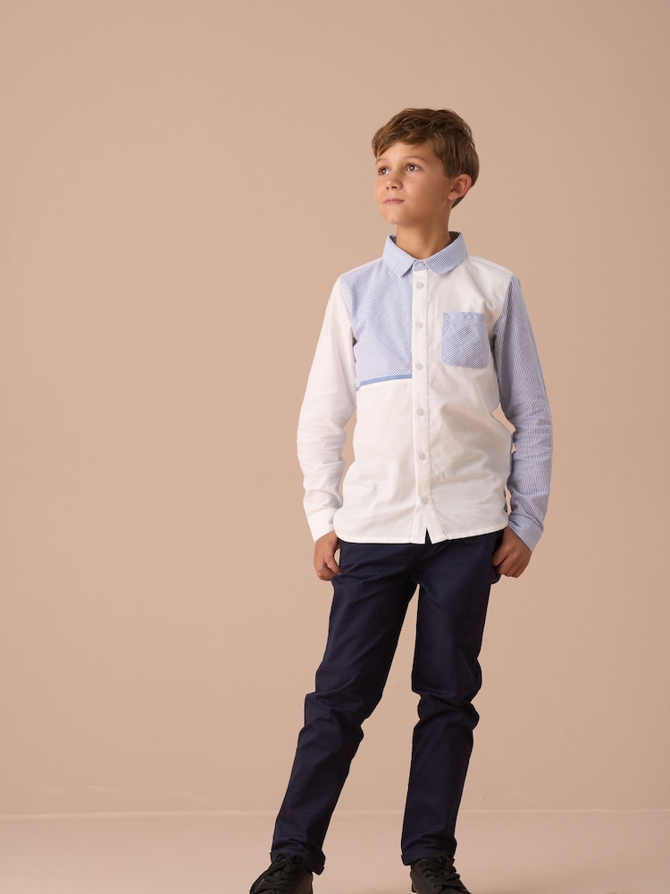 Angel & Rocket Blue Hank Textured Stripe Block 100% Cotton Shirt - Image 5 of 5