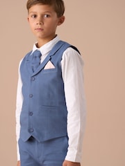 Angel & Rocket Blue Matty Smart Printed 100% Cotton Waistcoat Set - Image 1 of 7