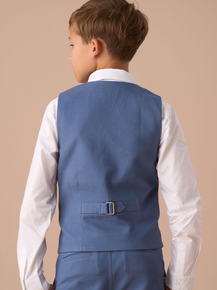 Angel & Rocket Blue Matty Smart Printed 100% Cotton Waistcoat Set - Image 2 of 7