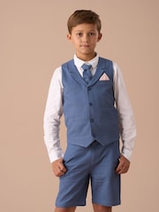 Angel & Rocket Blue Matty Smart Printed 100% Cotton Waistcoat Set - Image 3 of 7