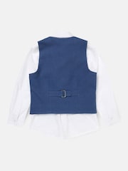 Angel & Rocket Blue Matty Smart Printed 100% Cotton Waistcoat Set - Image 6 of 7