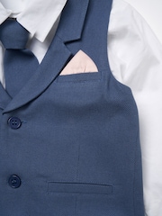 Angel & Rocket Blue Matty Smart Printed 100% Cotton Waistcoat Set - Image 7 of 7