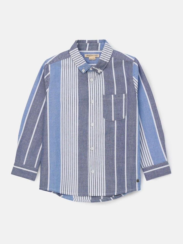 Angel & Rocket Blue Ralph Oxford Stripe 100% Cotton Shirt - Image 4 of 6