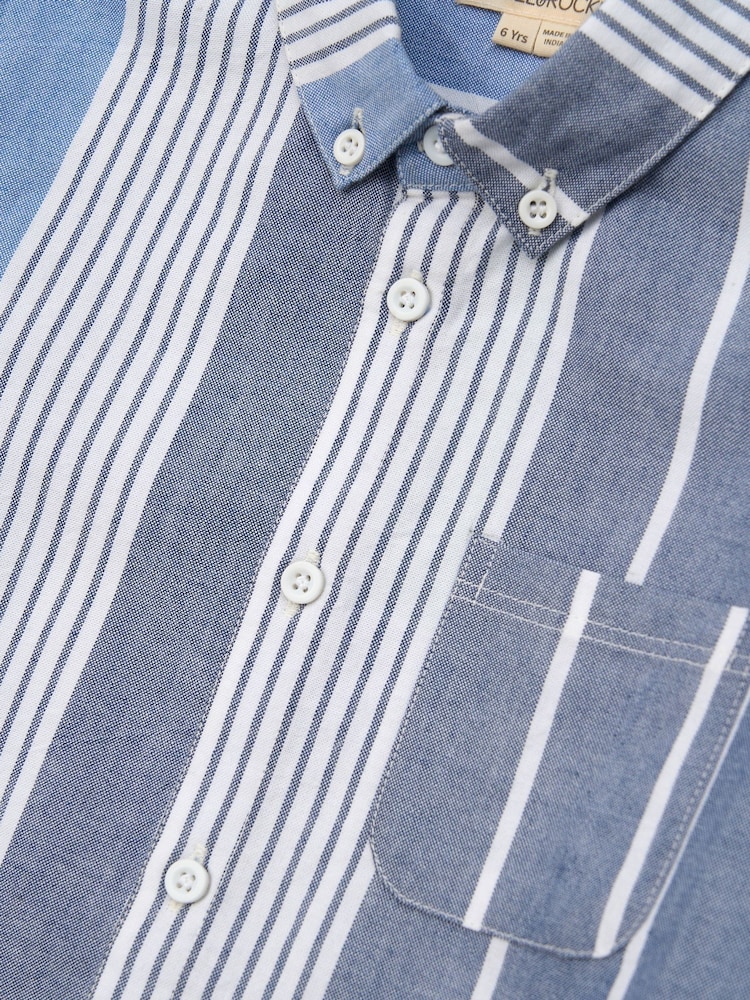 Angel & Rocket Blue Ralph Oxford Stripe 100% Cotton Shirt - Image 6 of 6