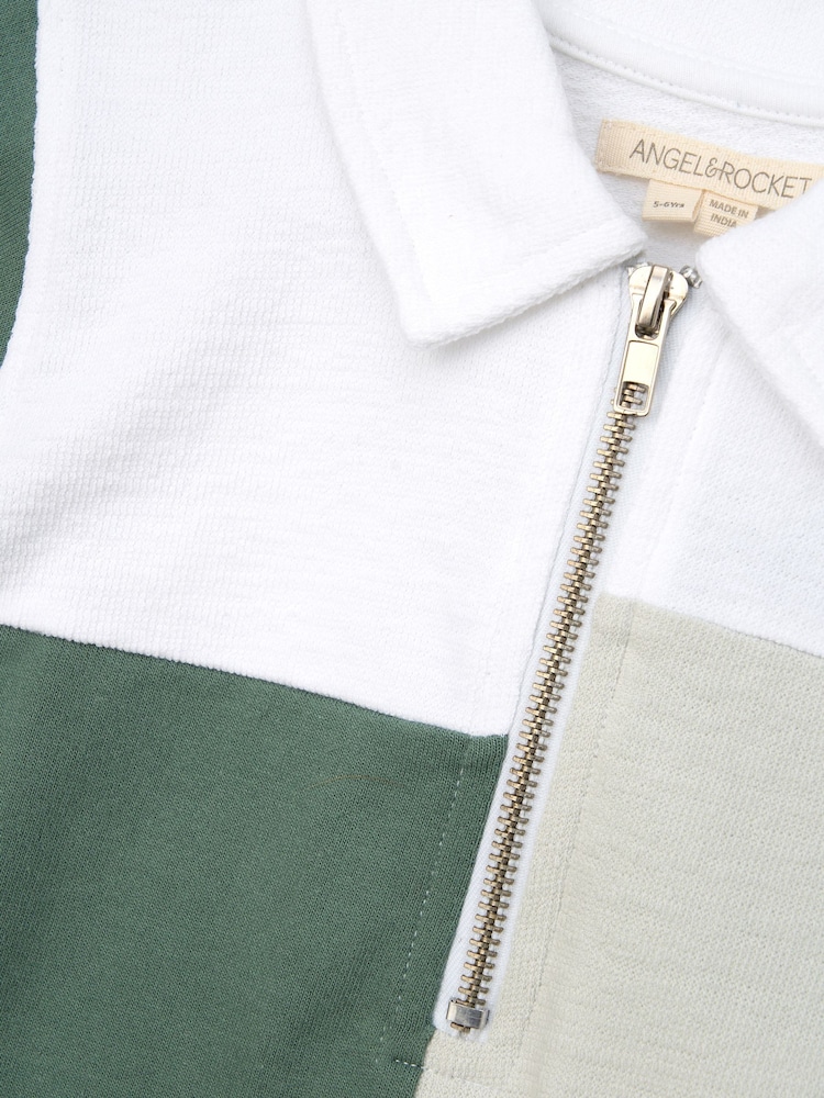 Angel & Rocket White Kane Textured Colourblock Polo Shirt - Image 6 of 6 Angel & Rocket White Kane Textured Colourblock Polo Shirt - Image 6 of 6