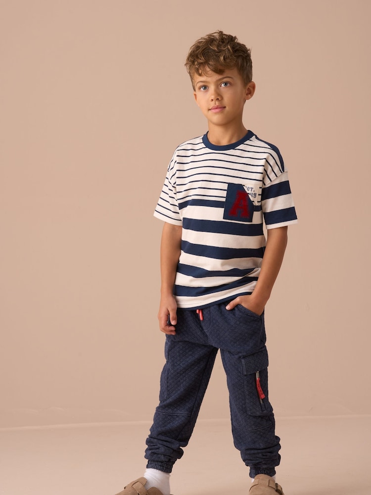Angel & Rocket Lewis Textured Stripe Block 100% Cotton T-Shirt - Image 4 of 8