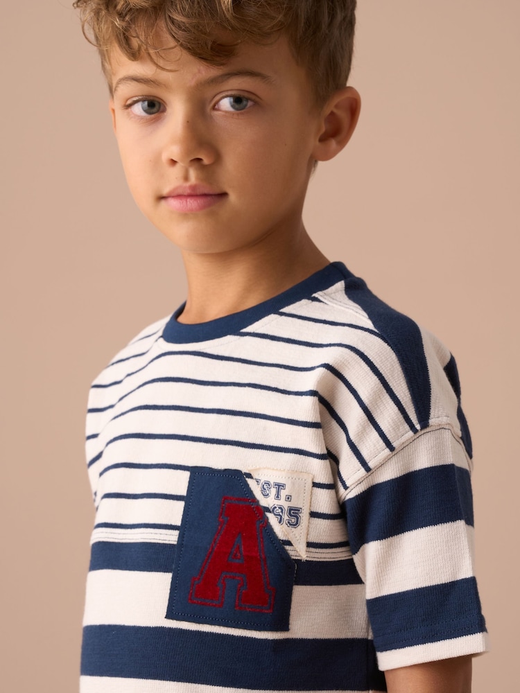 Angel & Rocket Lewis Textured Stripe Block 100% Cotton T-Shirt - Image 5 of 8