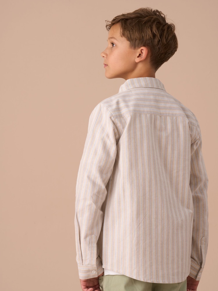 Angel & Rocket Cream Ralph Oxford Stripe 100% Cotton Shirt - Image 2 of 7