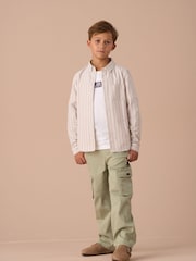 Angel & Rocket Cream Ralph Oxford Stripe 100% Cotton Shirt - Image 3 of 7