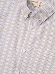 Angel & Rocket Cream Ralph Oxford Stripe 100% Cotton Shirt - Image 7 of 7