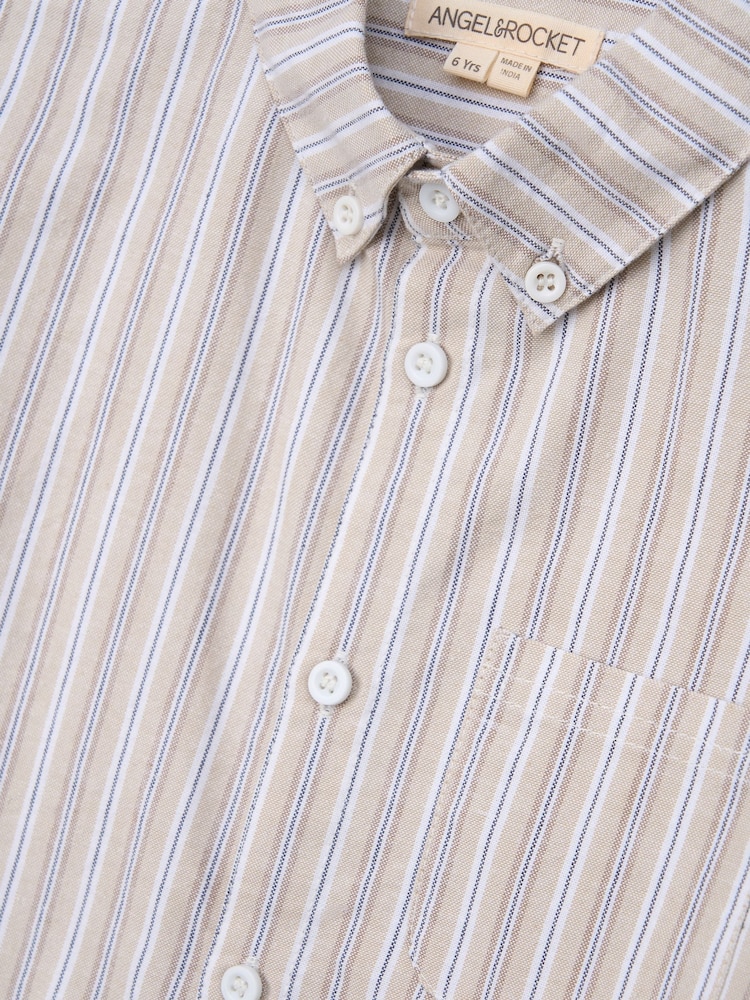 Angel & Rocket Cream Ralph Oxford Stripe 100% Cotton Shirt - Image 7 of 7 Angel & Rocket Cream Ralph Oxford Stripe 100% Cotton Shirt - Image 7 of 7