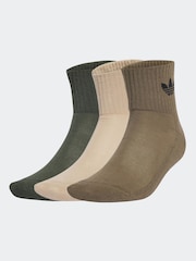 adidas Originals Green Mid Ankle Socks 3 Pack - Image 1 of 4