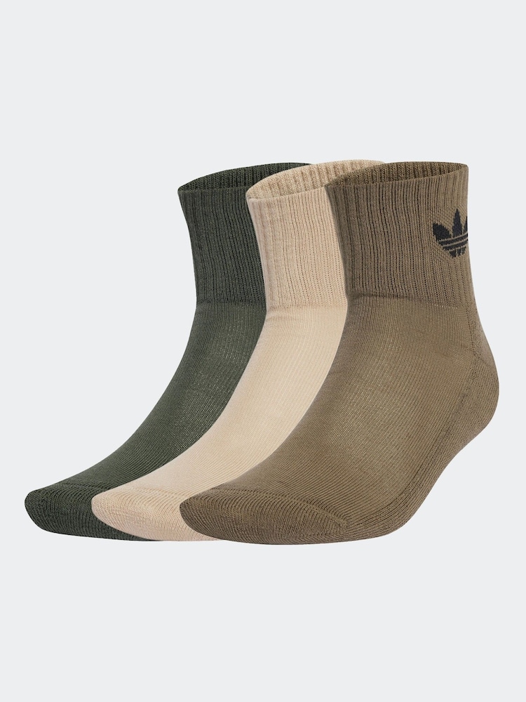 adidas Originals Green Mid Ankle Socks 3 Pack - Image 1 of 4