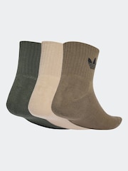 adidas Originals Green Mid Ankle Socks 3 Pack - Image 2 of 4