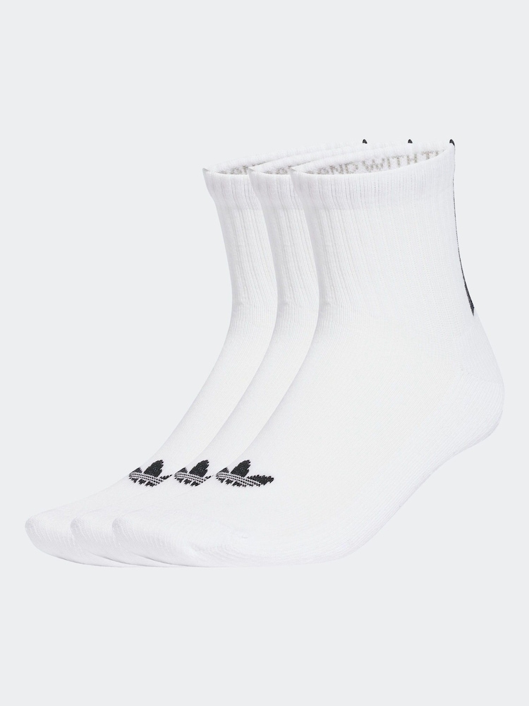 adidas Originals White 3 Stripe 3 Pack 1/4 Socks - Image 1 of 4