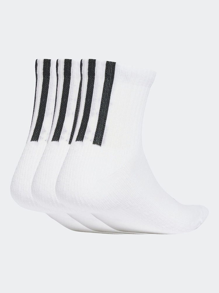 adidas Originals White 3 Stripe 3 Pack 1/4 Socks - Image 2 of 4