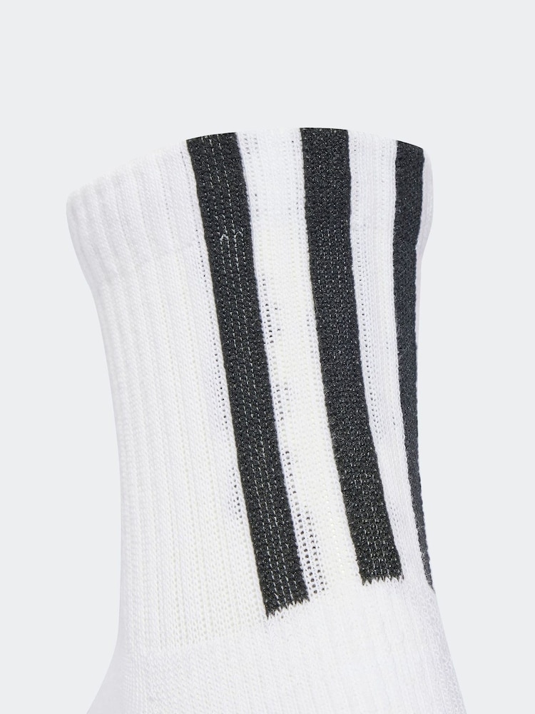 adidas Originals White 3 Stripe 3 Pack 1/4 Socks - Image 4 of 4