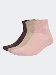 adidas Originals Pink Mid Ankle Socks 3 Pack - Image 1 of 4