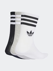 adidas Originals White Chrome 3-Stripes Crew Socks 3 Pairs - Image 2 of 4