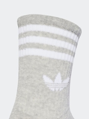 adidas Originals White Chrome 3-Stripes Crew Socks 3 Pairs - Image 3 of 4