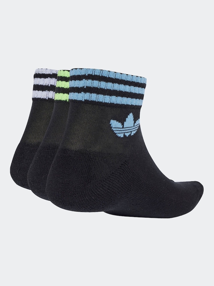 adidas Originals Black Chrome Ankle Socks 3 Pack - Image 1 of 5 adidas Originals Black Chrome Ankle Socks 3 Pack - Image 1 of 5