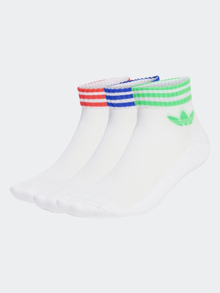 adidas Originals White Chrome Ankle Socks 3 Pack - Image 1 of 5