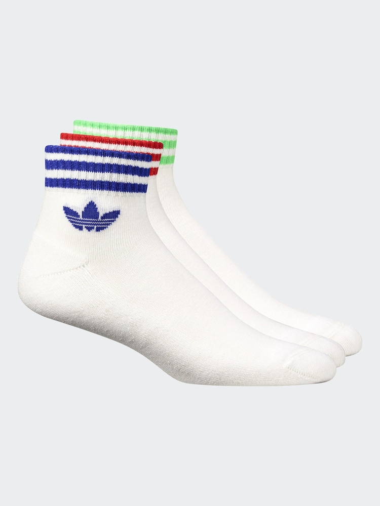 adidas Originals White Chrome Ankle Socks 3 Pack - Image 2 of 5