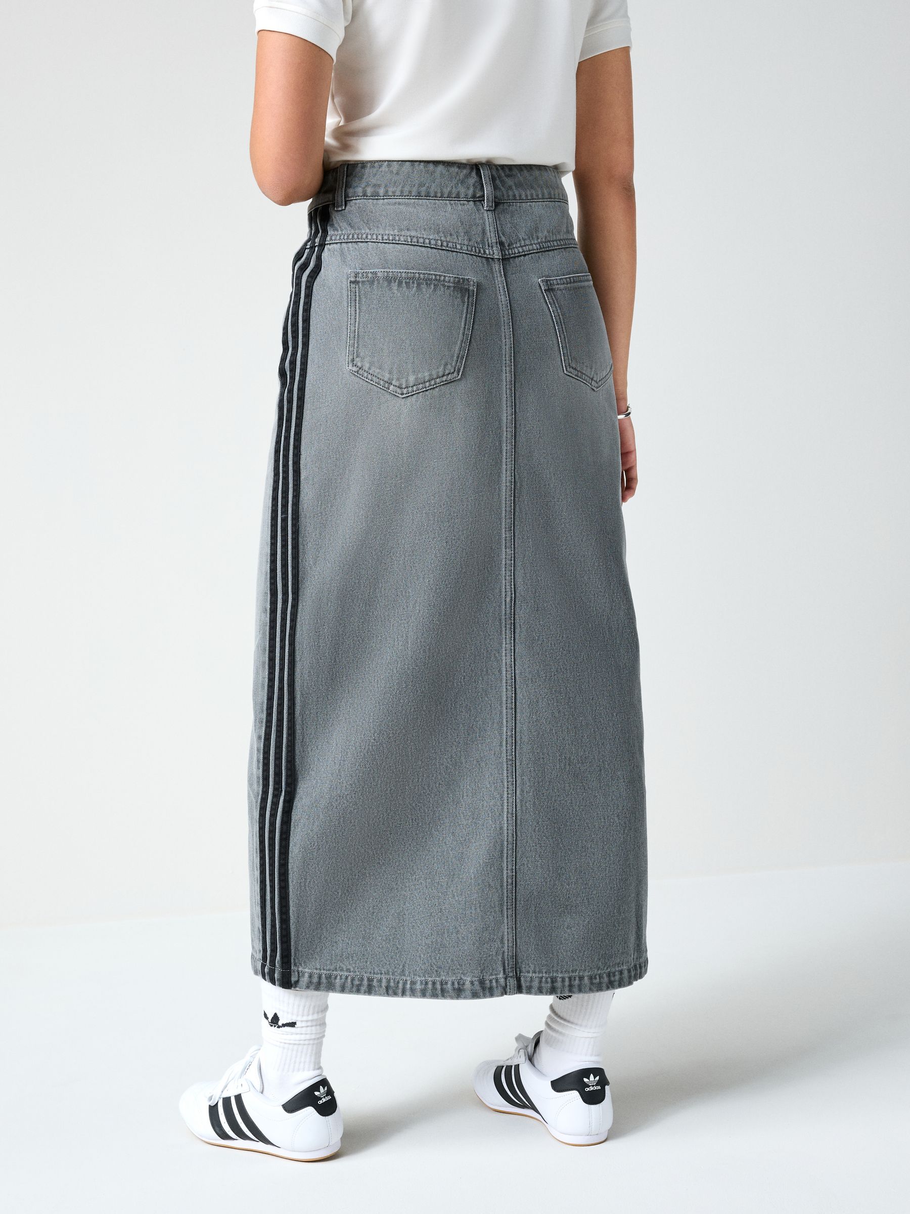 Buy adidas Originals Grey Adicolour 3-Stripes Denim Midi