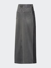 adidas Originals Grey Adicolour 3-Stripes Denim Midi Pencil 100% Cotton Skirt - Image 6 of 6
