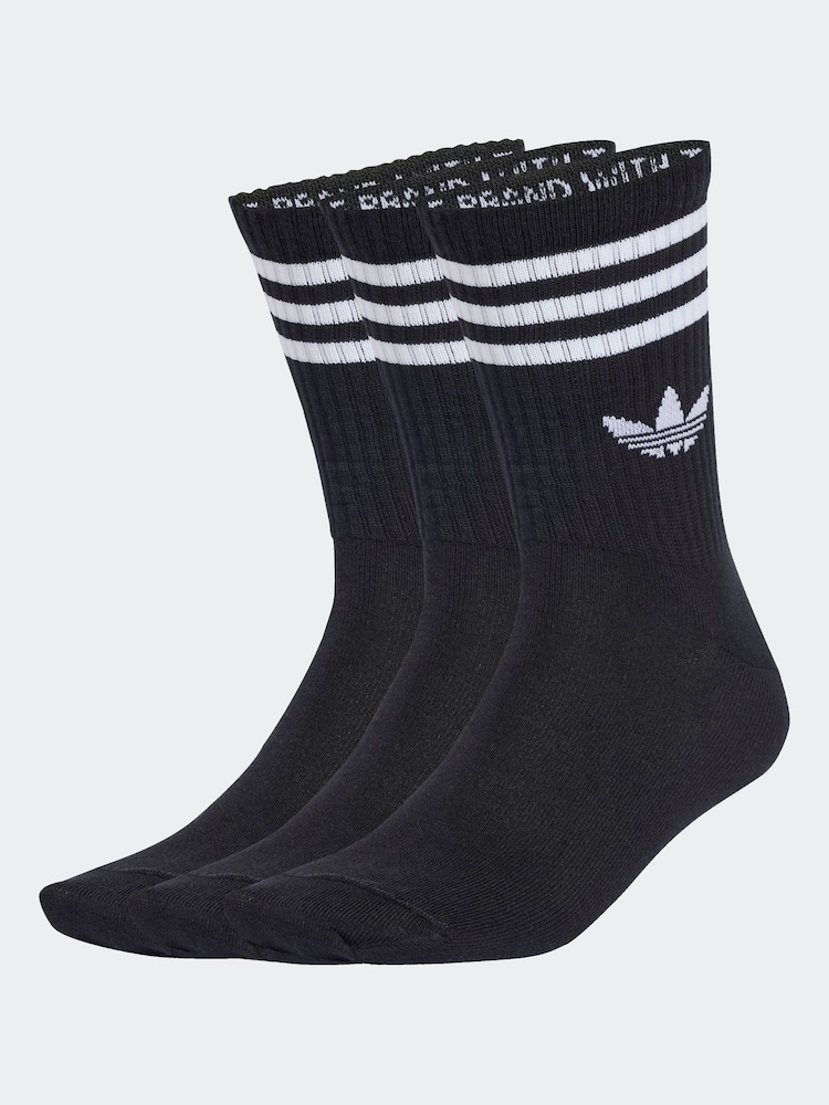 adidas Originals Black 3-Stripes Crew Socks 3 Pairs - Image 1 of 4 adidas Originals Black 3-Stripes Crew Socks 3 Pairs - Image 1 of 4